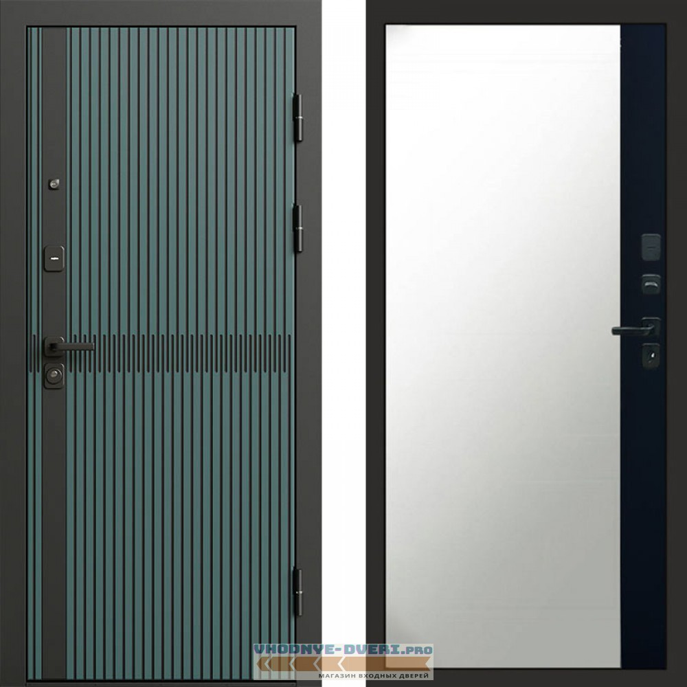 Дверь Termo Door ГРАУНД Velutto Verde Бетон Зеркало фацет Черный кварц